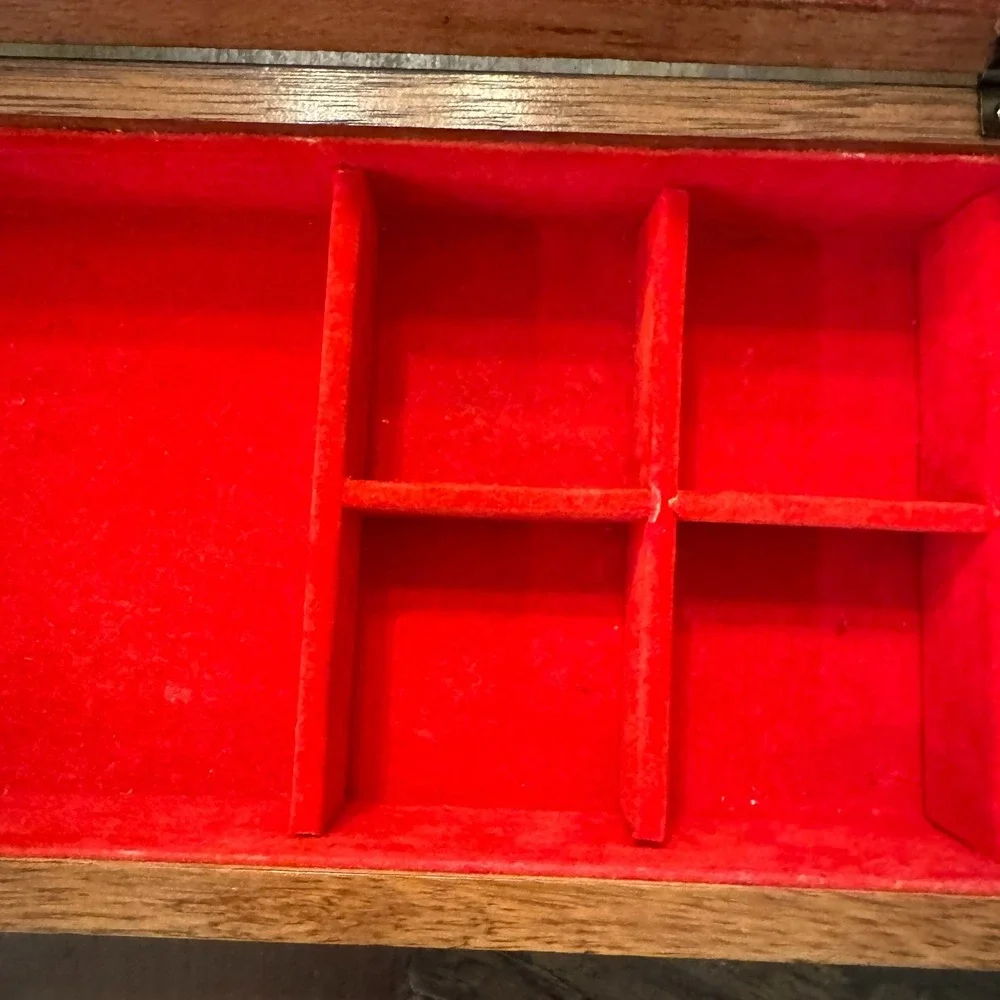 Vintage‎ Wood Brass  Leather Men's Jewelry Box 12